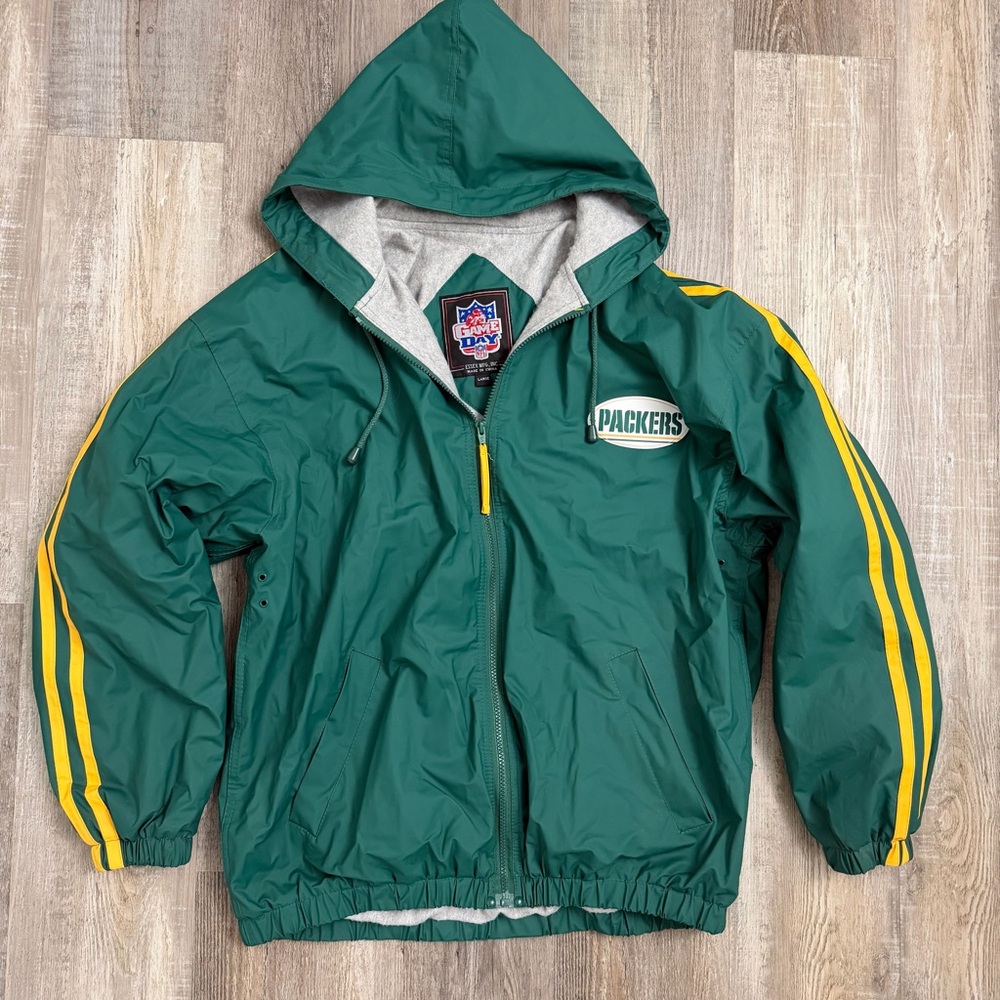 Essex Mfg Men’s Game Day NFL Green Bay Packers Line Rain Resistant Jacket-size L